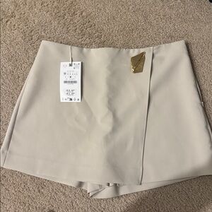 Zara Beige Skort with Gold Accent